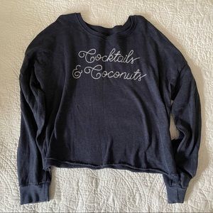 Cocktails and Coconuts Marled Blue Drop Shoulder Sweater